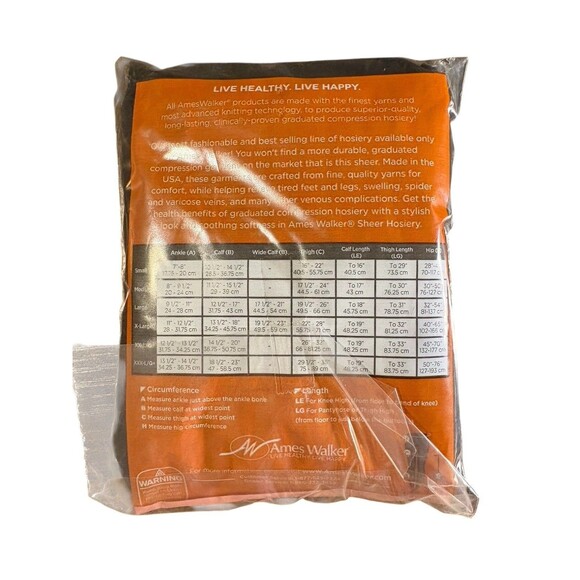 Ames Walker Graduated Compression Sheer Hosiery Open Toe 15-20 mmHg Black Queen+ - Picture 4 of 8